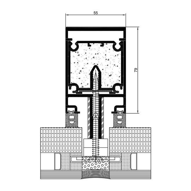 MC Glass Fire mullion cross section